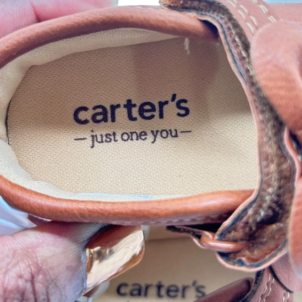 NEW‎ Carter's Lily-G Girls Toddler 4 Brown Walking Shoes Bow Accent First Shoes